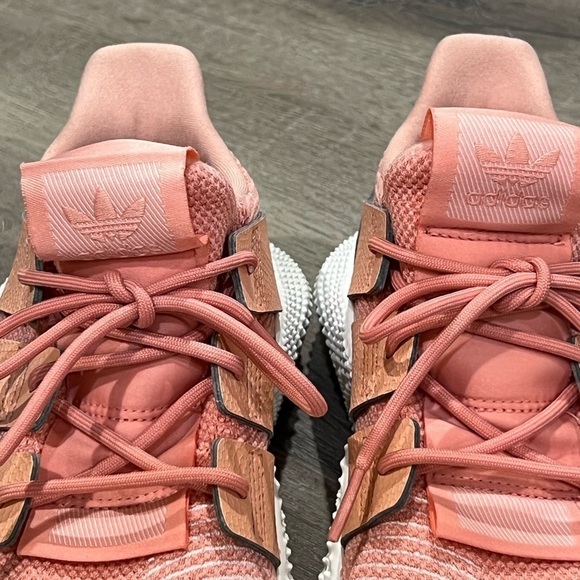 Women’s 5.5 Adidas EVM Woven Knit Pink Flyknit Tennis Sneakers EUC - Picture 7 of 9